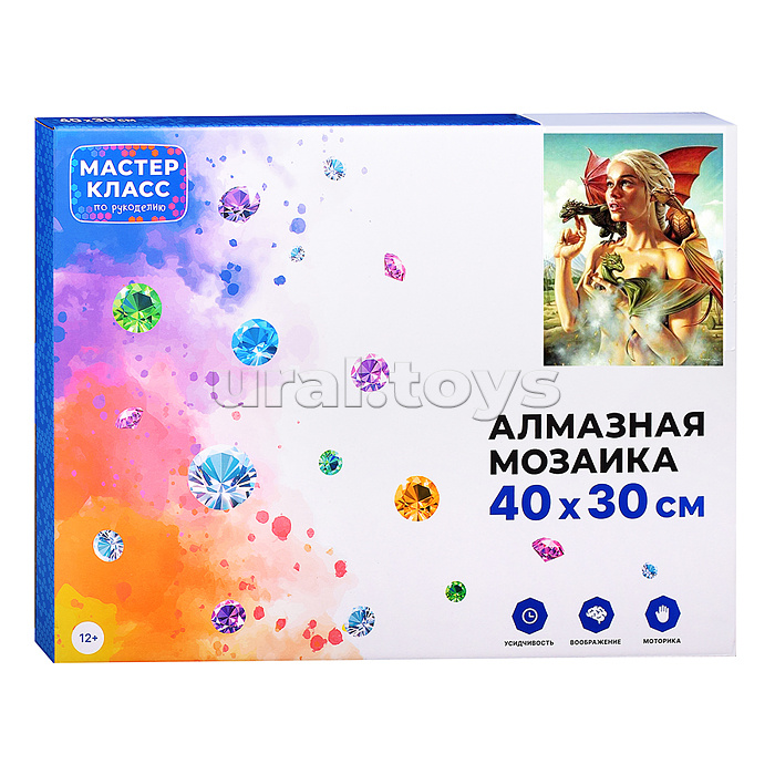Мозаика алмазная "Девушка с драконами" 30*40см.