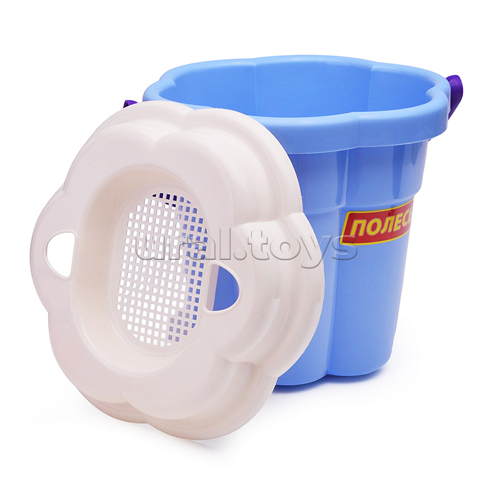 Набор №651 сафари: ведро-цветок большое, ситечко-цветок большое, лопатка №5, грабельки №5, формочки (ракушка №1 + морской конёк), лейка малая №4