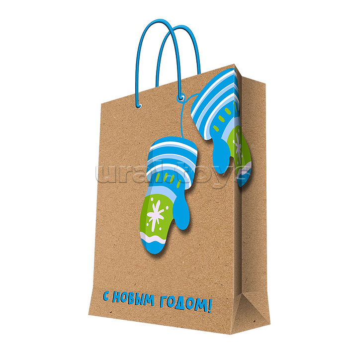 Пакет из крафт-бумаги, для сувенирной продукции, с шириной основания 18 см,  плотность бумаги 150 г/м2, 18*23*10см