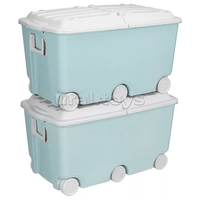 Ящик для игрушек на колесах 685х395х385мм, 66,5л (Светло-голубой)