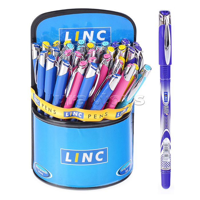 Ручка шариковая Linc gliss 0,7 мм синий в дисплее ассорти