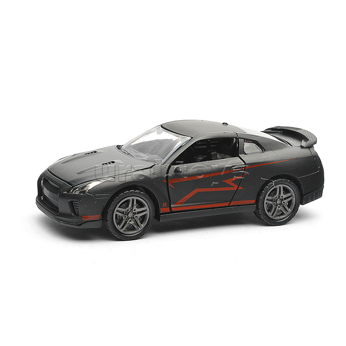 Чёрная инерционная машинка Спорткар со спойлером die-cast,1:32, открывающиеся двери