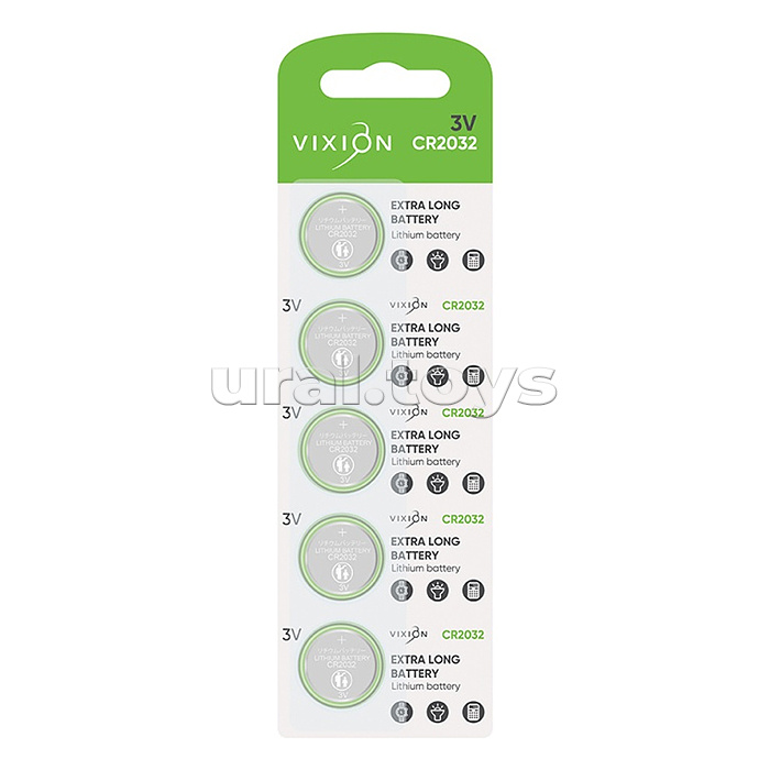 Батарейка литиевая дисковая Vixion CR2032 (блистер 5шт)