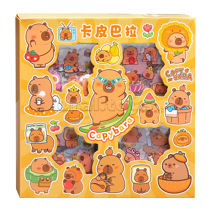 Набор наклеек "Капибара" из ПВХ, 96 л. прозрачные