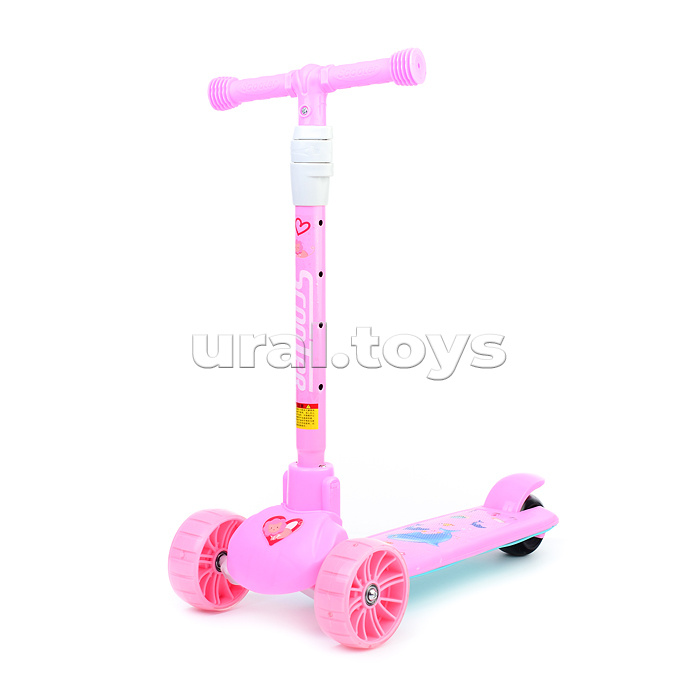 Самокат 3-х кол., розовый, PU, ABEC 7, в коробке