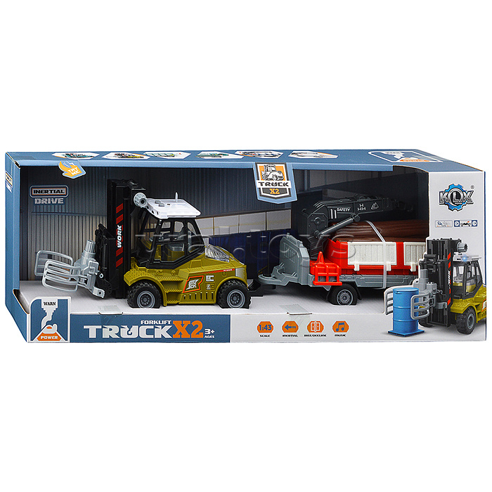 Машина "Погрузчик" с краном (свет, звук) в коробке