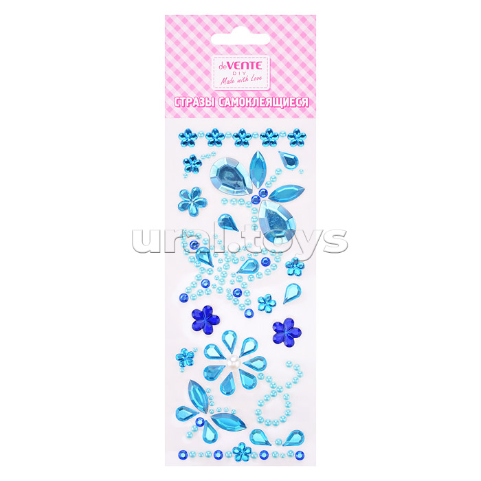 Стразы самоклеящиеся "Бабочки" акриловые, карточка 7,5x18 cм, цвета ассорти, в пластиковом пакете с блистерным подвесом