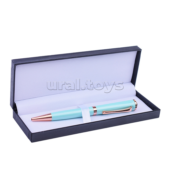 Ручка шариковая с поворотным механизмом PEARL BL, синяя, пулевидный пиш.узел 0,7 мм, корпус металлический, сменный стержень 99 мм типа Parker,  подарочная упаковка