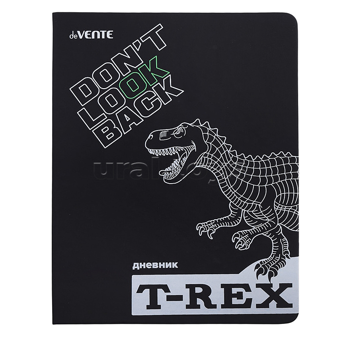 Дневник 1-11кл. "T-Rex" универсальный блок, 48 листов, белая бумага 80 г/м², печать в 1 краску, твердая обложка из искусственной кожи, шелкография, светоотражающая печать, 1 ляссе
