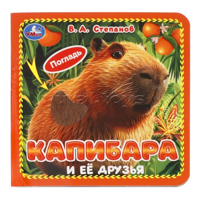Карт. книжка 4 тактил. эл-та "Капибара и её друзья" Степанов В.А. 6стр 120х120мм