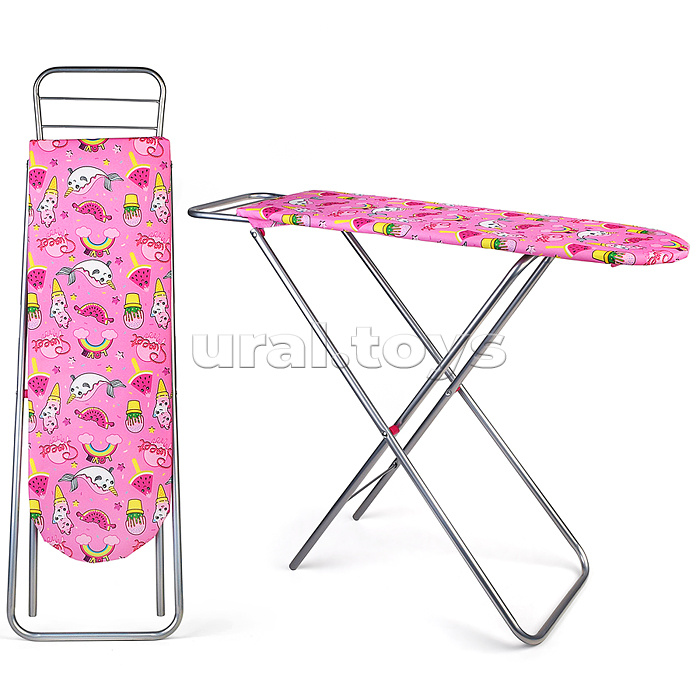 Доска для глажения металлическая, принт розовый мир