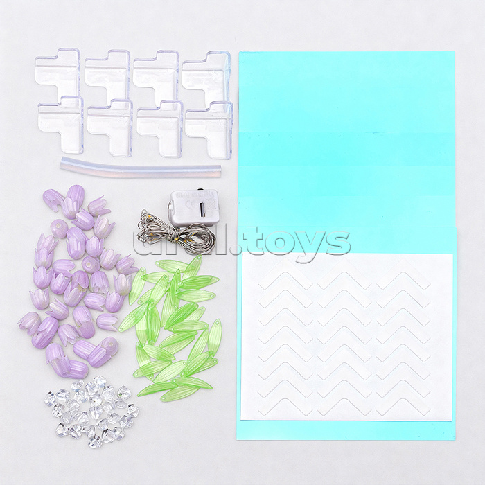 Набор для творчества-светильник "Куб" сиреневые тюльпаны, в пакете