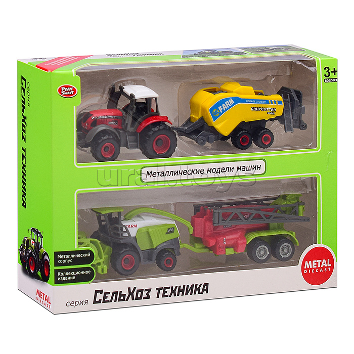 Трактор "Сельхозтехника" с прицепом (в ассортименте) в коробке