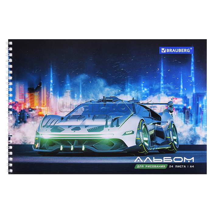 Альбом для рисования 24л. А4 гребень, обложка картон, 195х285 мм, "Спорткар"
