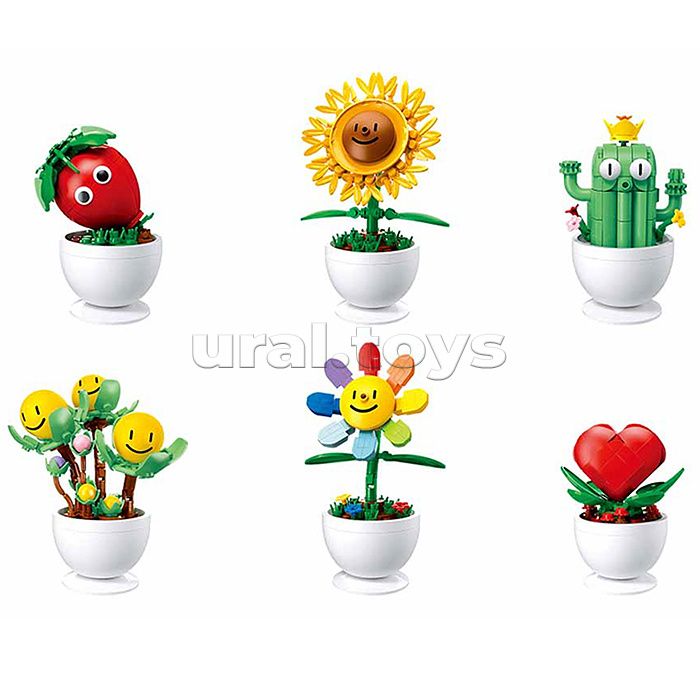 Конструктор "Растение в горшке" в ассортименте, (упак. 6шт.) в коробке