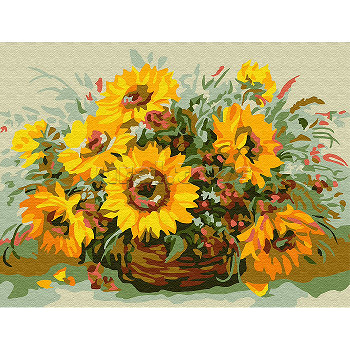 Картина по номерам 15х20 "Солнечный букет" (11 цветов )