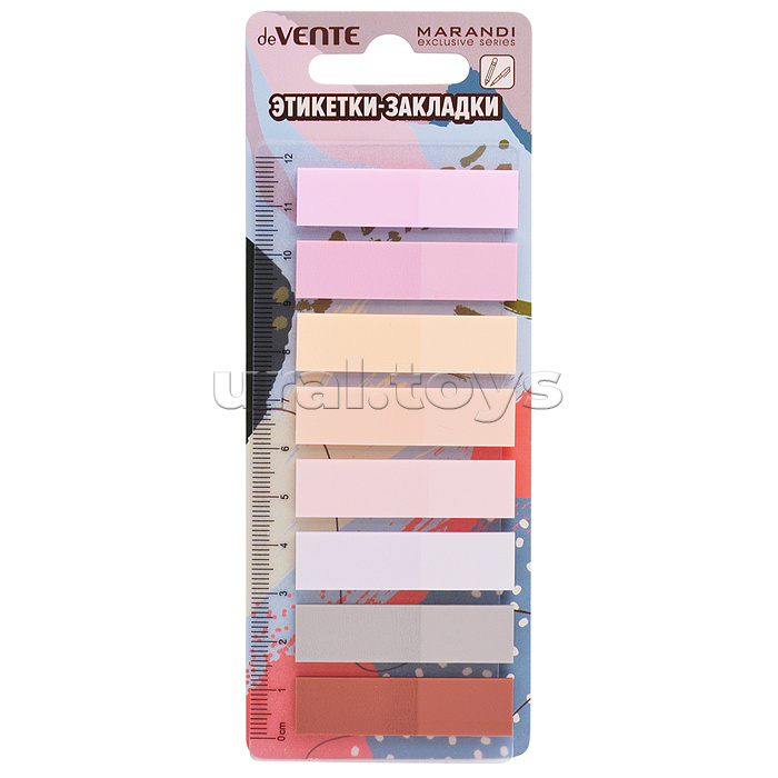 Набор самоклеящихся этикеток-закладок "Marandi" пластиковые полупрозрачные 44x12 мм, 8x20 листов, 8 пастельных цветов Набор самоклеящихся этикеток-закладок "Marandi" пластиковые полупрозрачные 44x12 мм, 8x20 листов, 8 пастельных цветов