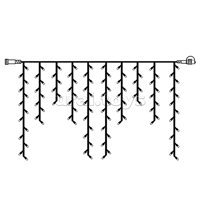 Электрогирлянда светодиодная Бахрома, 3*0,7м, 96 ламп, теплый