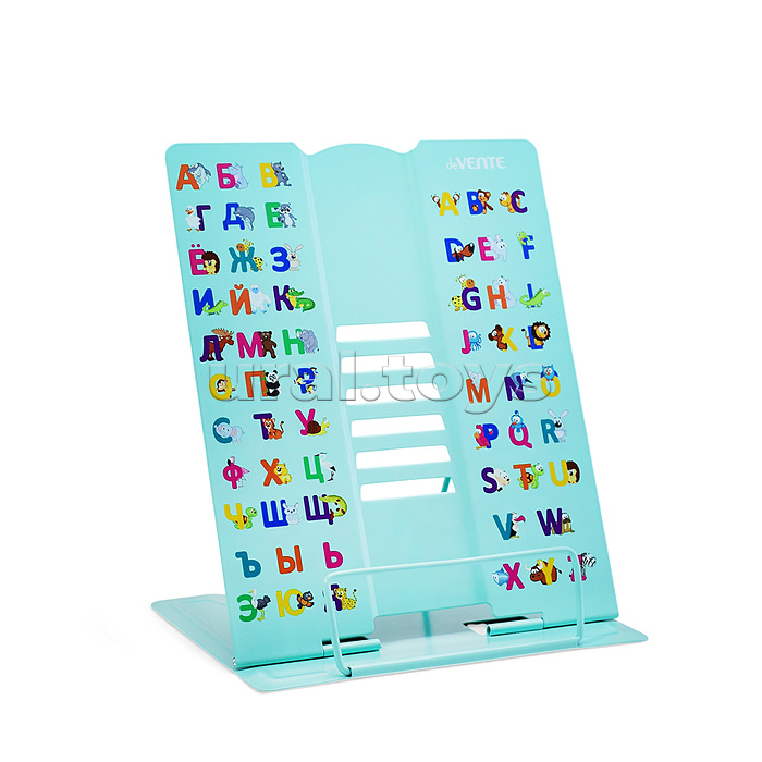 Подставка для учебников и книг "Alphabet" 27x21 см, металлическая окрашенная, вес 600 г, вертикальная, с противоскользящими ножками, с полноцветным рисунком, в пластиковом пакете с европодвесом