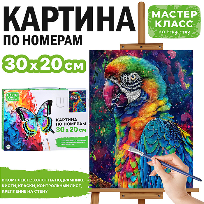 Набор для рисования "Картина по номерам 30х20 см. Красочный попугай"