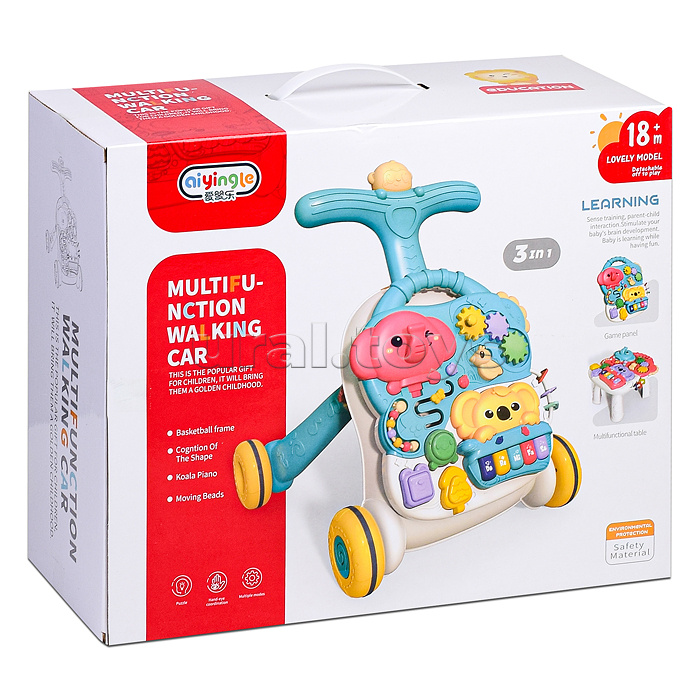 Игровой центр-Каталка "Слоник и коала" цвет красный, в коробке