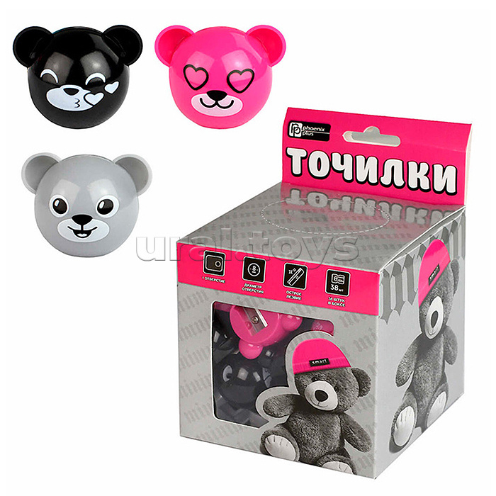 Точилка "Мишка в шапочке" (ассорти, полистирол, розовый, серый, чёрный, 1 отверстие) Точилка "Мишка в шапочке" (ассорти, полистирол, розовый, серый, чёрный, 1 отверстие)