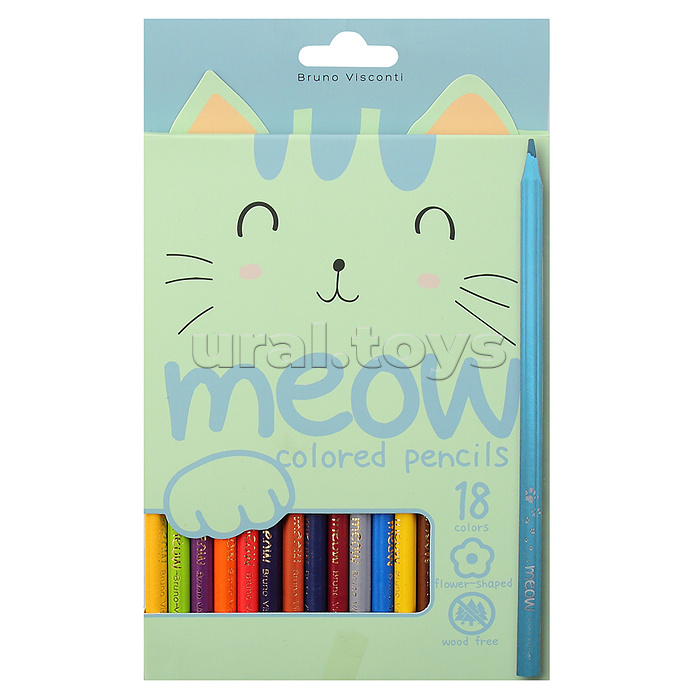 Карандаши цветные пластиковые "Meow", 18 цветов Карандаши цветные пластиковые "Meow", 18 цветов