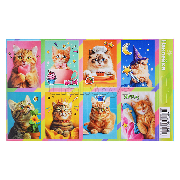 Наклейки (21 глиттер) НК "Котики забавные"