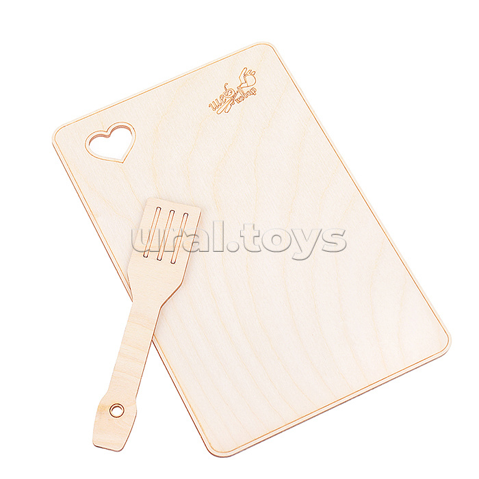 Набор Шеф-повар (фартук, колпак, доска, лопатка)  х/б