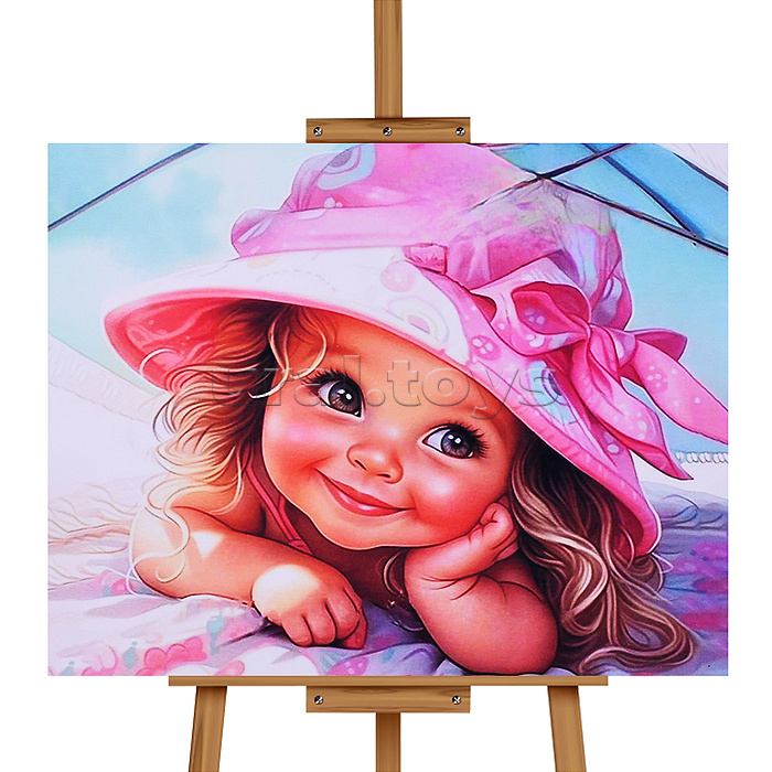 Мозаика алмазная "Малышка в шляпке" 30*40см.