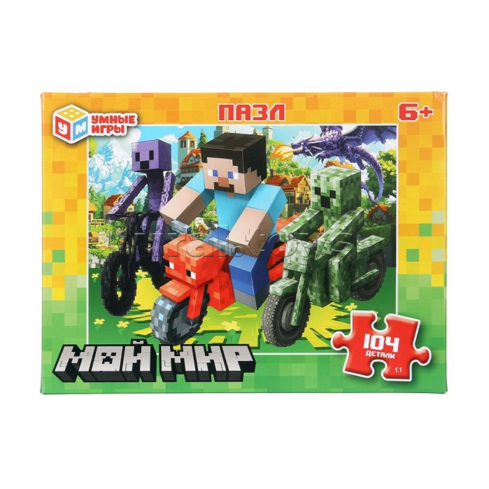 Пазлы 104 "По мотивам Minecraft" 190х141х35 мм. Пазлы 104 "По мотивам Minecraft" 190х141х35 мм.