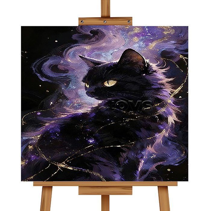 Мозаика алмазная "Черная кошка" (светится в темноте) 20*20 см.