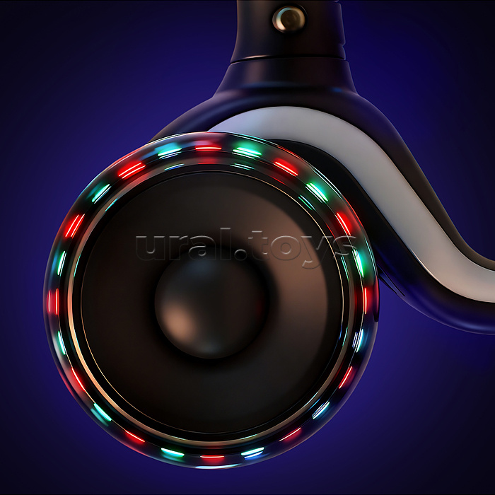 Самокат 3-х колесный ROCKET,колеса PU со светом, цвет чёрный