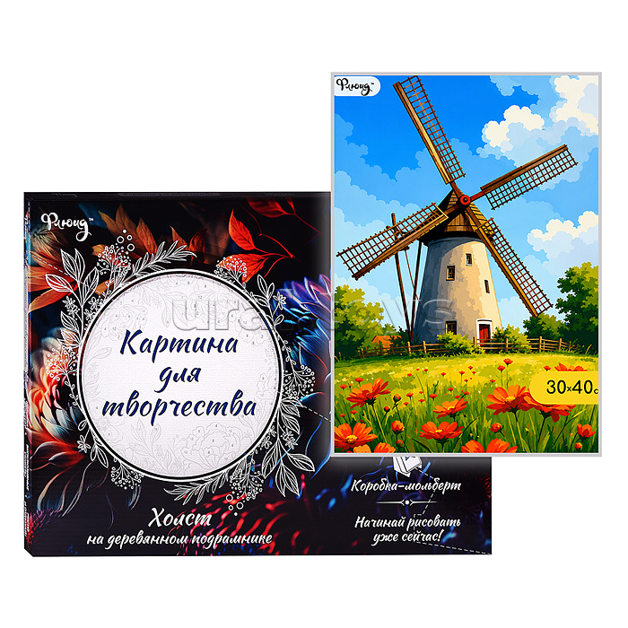 Картина по номерам 30х40 "Солнечная мельница" (23 цвета)