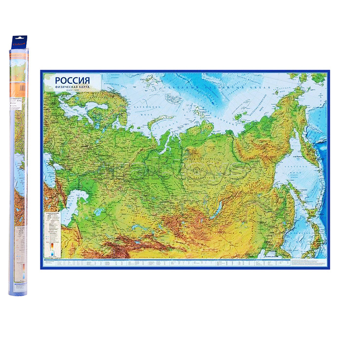 Интерактивная карта России физическая 1:7,5М 116х80 см (с ламинацией)