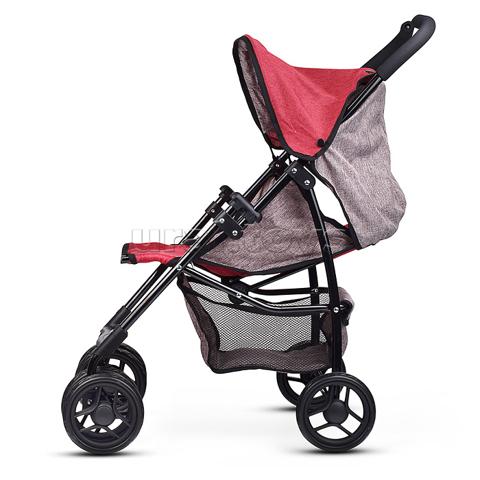 Коляска для кукол складная, с корзиной и козырьком, цвет серо-бордовая