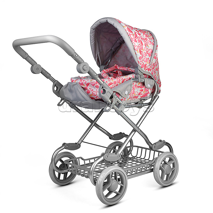 Коляская кукольная металлическая, с корзиной, принт сладости