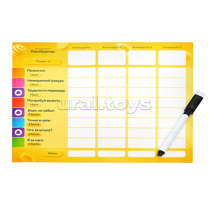 Игра настольная с голосовым помощником. Квизбургер.