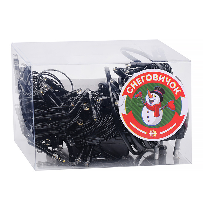 Электрогирлянда светодиодная 10 м, 100 ламп, теплый