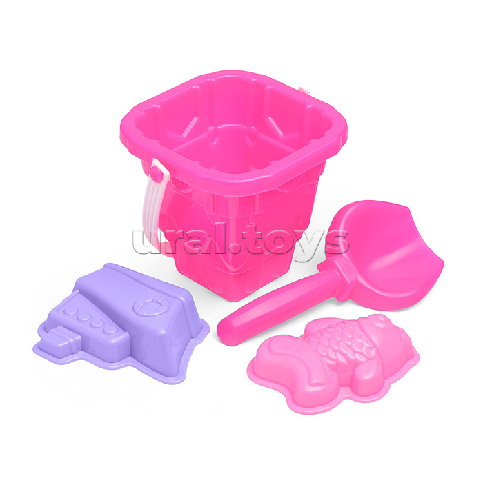 Песочный набор "Русалочка" ( 2 формочки, совок, ведро )