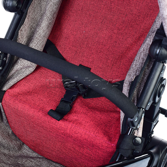 Коляска-трансформер для кукол, металлическая, с корзиной, цвет красно-серый в пакете