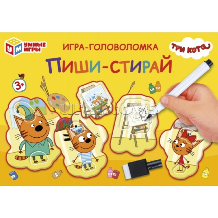 Развивающая игра-головоломка "Три кота" пиши-стирай с маркером