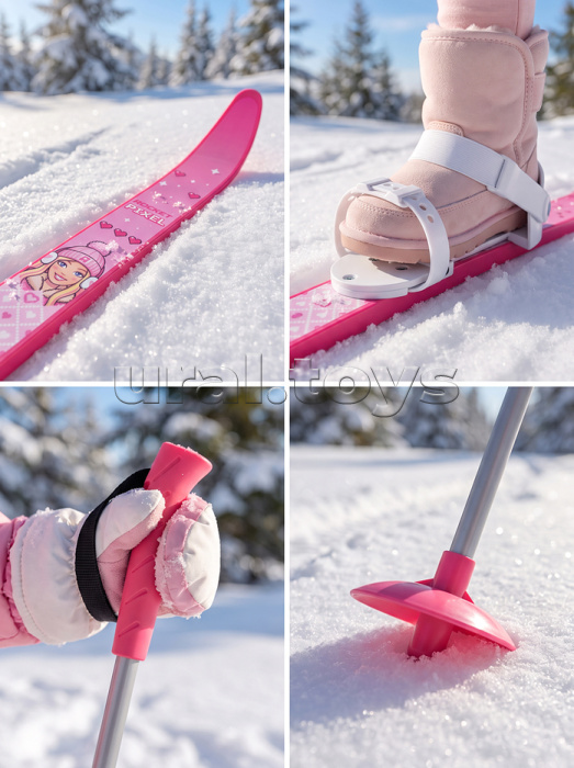 Лыжи детские "Подружки" ROCKET SKI JUNIOR 90/90 см, универсальное крепление, с палками
