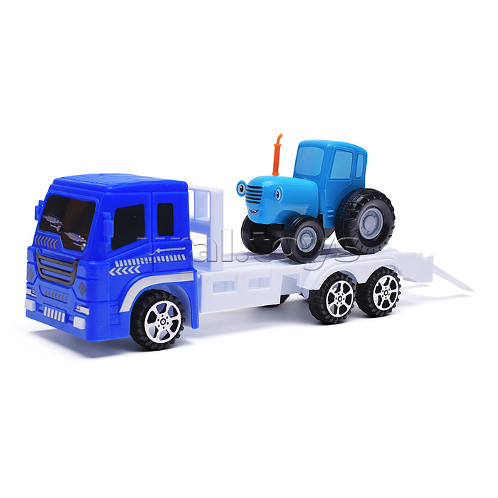 Машина металл "Синий трактор" с автоперевозчиком 7,5 см, синий