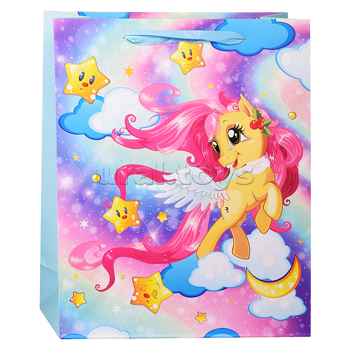 Пакет подарочный "Окрыленный единорог" 26х32х10 см