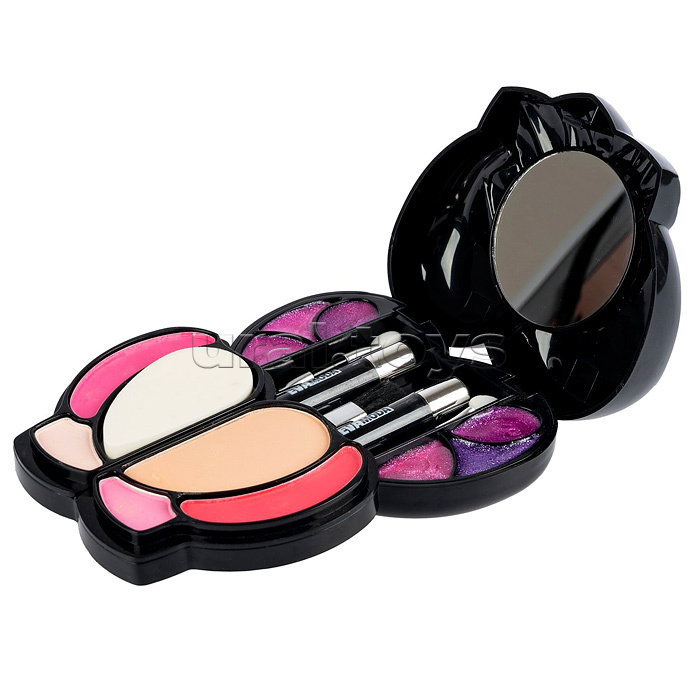 Набор детской декор. косметики Bondibon Eva Moda, BOX 16,5х12,5х4,5 см; тени для век-17шт.(12,48г), блеск для губ-6шт.(4г), румяна-4шт.(5,28г), пудра-1шт.(3,68г), тушь-2шт.(3,2г), аппликатор-3шт., пуховка-1шт., зеркало-1шт.,
