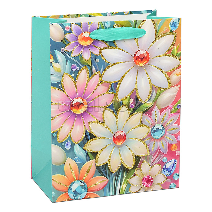 Пакет подарочный "Цветы" 23х18х10 см