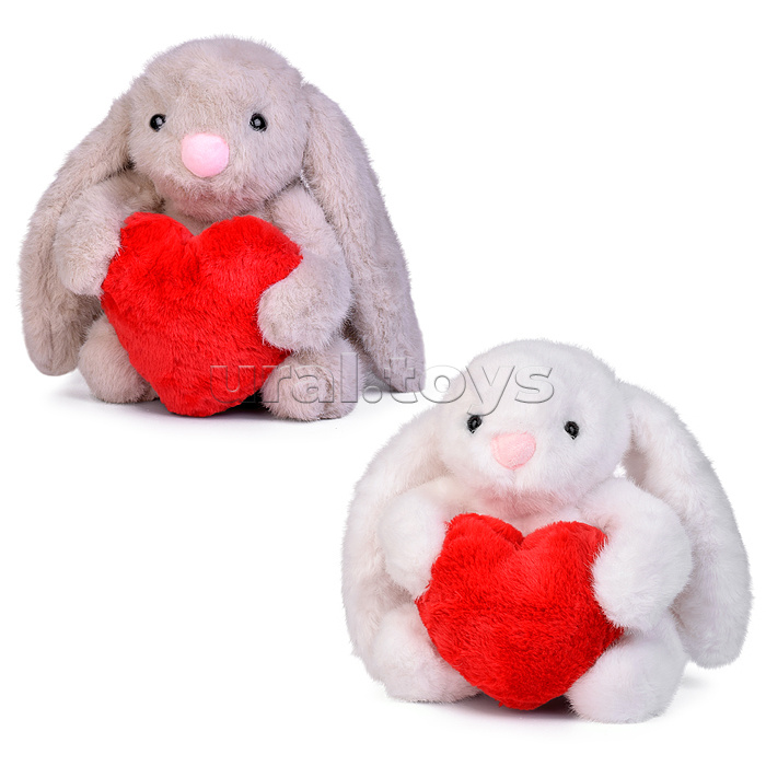 Мягкая игрушка "Заяц" с сердечком, 22 см.