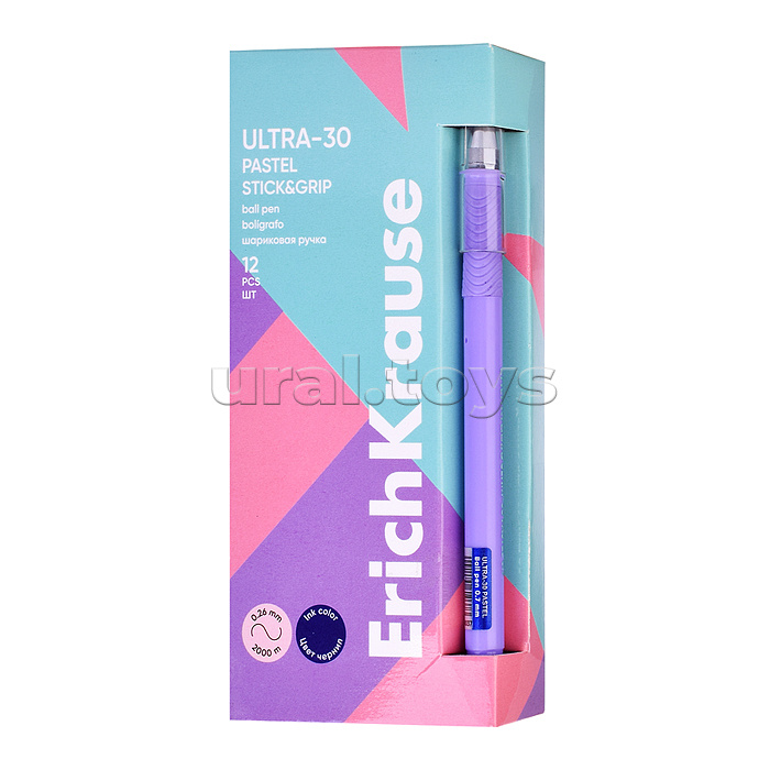 Ручка шариковая ULTRA-30 Stick&Grip Pastel 0.7, Super Glide Technology, цвет чернил синий