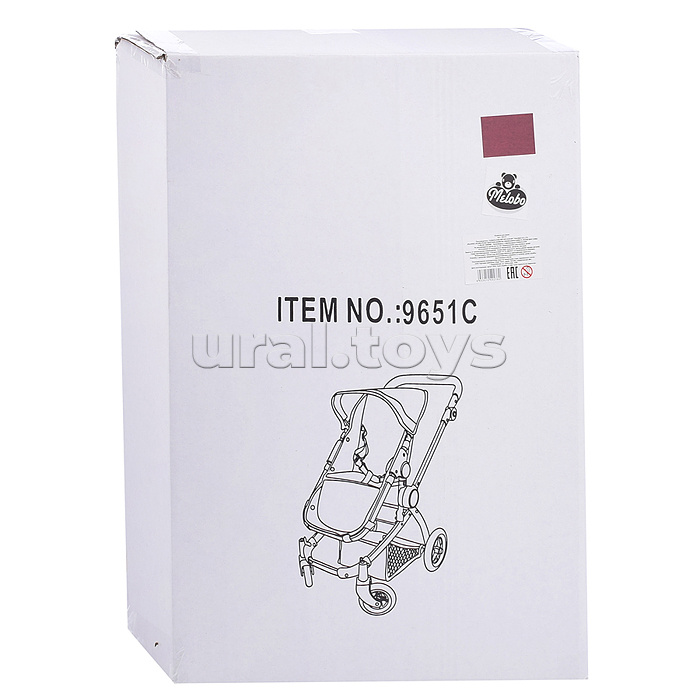 Коляска для кукол прогулочная, металлическая, цвет бордово-серый в коробке